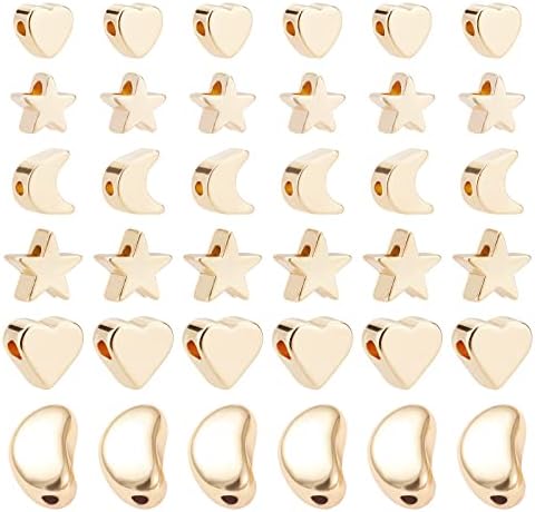BENECREAT 80pcs 18K Gold Corrugated Round Spacer Gold Plated Brass Beads with 4 Mixed Size(1-2mm Hole) for Necklaces, Bracelets and Jewelry Making