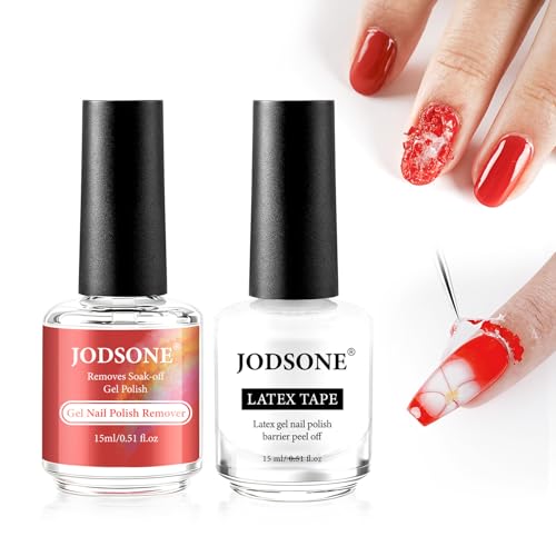 Image of JODSONE Gel Nail Polish Remover Kit:15ML Quick Gel Polish Remover,Latex Tape Liquid,No Need Soaking or Wrapping,Remove at Home without Going Salon,3-5 Minutes Easy and Quick