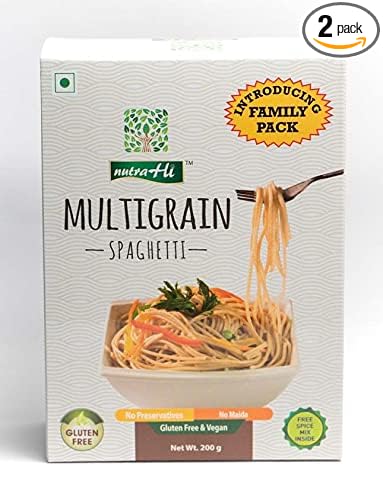 Delicious 100% Gluten Free Multigrain Noodles, Spaghetti for Healthy Meals and Quick Cooking - 400g in Total (200g x 2)