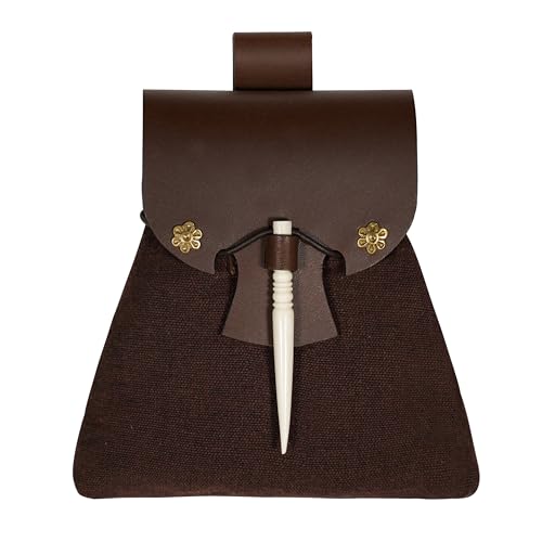 Sacoche médiévale en toile marron pour costume de viking et cosplay LARP