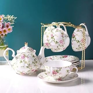 SOREZE Théière européenne en Porcelaine de 400ML, Service à thé Anglais de l'après-midi, théière en Porcelaine, cafetière résistante à la Chaleur