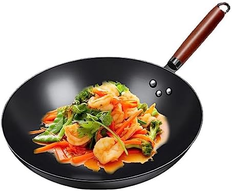 Traditional Chinese Iron Wok Pan - Woks and Stir Fry Pans with Round Bottom Wok for Chinese Japanese and Other Cooking,32cm (30cm)