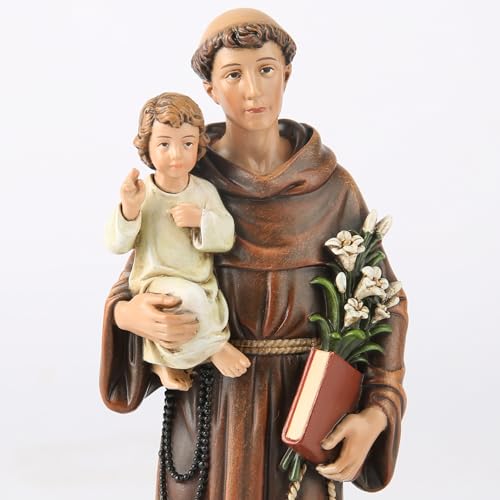 BC Katolicki posąg św. Antoniego Błogosławiona figurka religijny prezent dla taty inspirująca dekoracja domu ręcznie robiona rzeźba renesansowa od Buildclassic, wysokość 15,2 cm