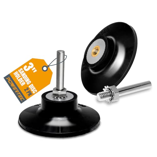Image of POWERTEC 3-Inch R-Type Sanding Disc Holder, 1 /4 inch Shank Quick Change Pad Holder for Die Grinder, Power Drill & Rotary Tools - for Surface Conditioning, Polishing, Grinding & Rust Removal, 2PK (11405)