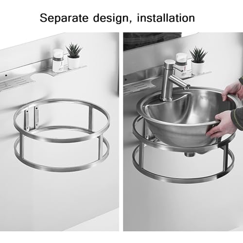 Lavabo mural inox de 43 cm évier rond avec support de fixation cuisine