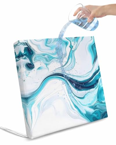 2 Pack Marble Ripple Waterproof Cushion Covers with Ties, Outdoor Patio Chaise Lounge Chair Seat Cushion Slip Covers Replacement(Only Cover) Blue White Marble Lines Abstract Art 24