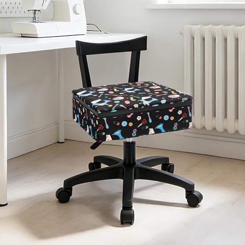 Lessmore Wood Sewing Chair with Storage