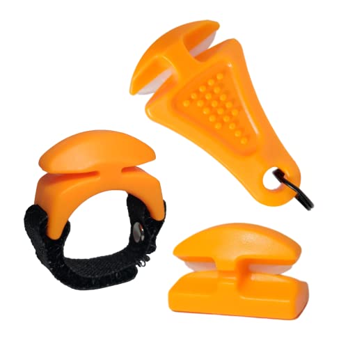 LINE CUTTERZ Triple Play - 1 Each Patented Non-Rust Ceramic Ring, Mountable and Zipper Pull Quick Fishing Line Cutter - Blaze Orange