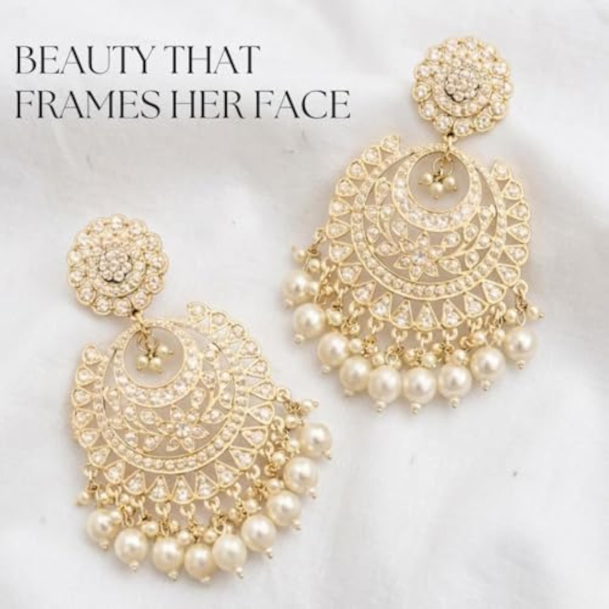 Women's Ivory Pearl Chandbali Earrings