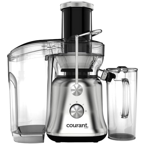 Courant 800W Juice with 3.35-Inch Large Feeding Chute, Whole Fruit Centrifugal Juicer, 2-Speed Control, BPA Free, Anti-Drip Spout- Premium stainless steel housing