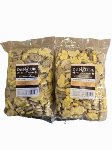 Dei Nature Galletas para perros animales granja, 2 paquetes de 800 g, aperitivos para perros - Premio para perros