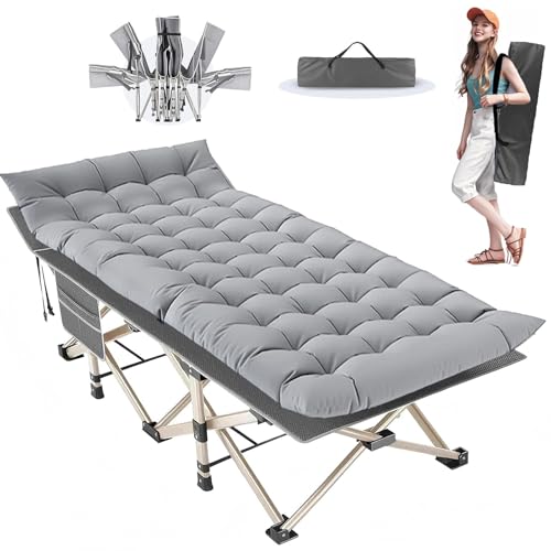 Newfulam Feldbett Klappbar XL Faltbar Gästebett bis 362KG Campingbett mit Matratze, Seitentasche, Tragetaschen, Tragbares Klappbett für Camping, Garten, Büro, Home Nap Newfulam Feldbett Klappbar XL Faltbar Gästebett bis 362KG Campingbett mit Matratze, Seitentasche, Tragetaschen, Tragbares Klappbett für Camping, Garten, Büro, Home Nap