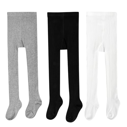 FLYISH DIRECT barnstrumpbyxor, 3-pack barnstrumpbyxor för flickor, mjuka och bekväma barn, flickstrumpbyxor, flerfärgade