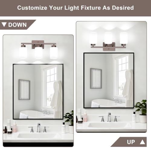 Image of IZORRO Bathroom Light Fixtures, Modern Vanity Lights, Bathroom Lighting Fixtures Over Mirror with Milky White Shade, Wall Sconce for Living Room Cabinet Bedroom (Oil Rubbed Bronze, 3-Light)