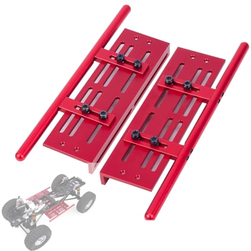 RC Crawler Pedals RC Side Board RC Steps Plate Rock Sliders Running Boards Foot-Plate for 1/10 RC Crawler Car SCX10 I II TRX4 CC01 RGT 86100 GEN8 Wrangler Chassis Parts(Red)
