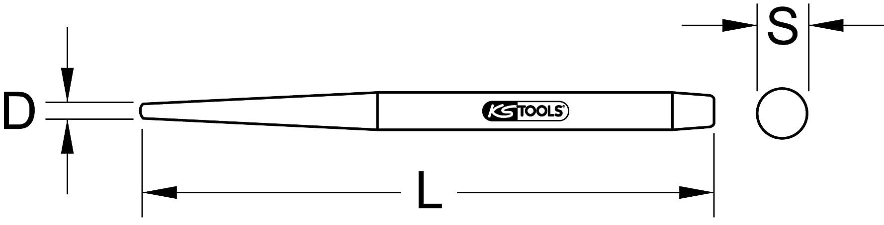 KS Tools 129.2195 Punzón de montaje, 12 mm