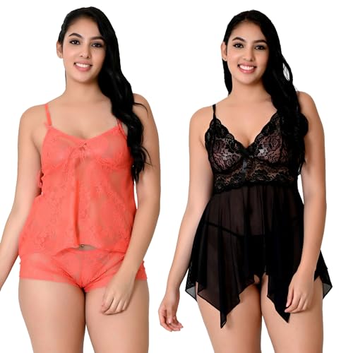Image of Love Maker, Women's Cotton Satin Lingerie Bra & Panty Set, Combo Pack of 2 in Red, Pink, Black, Purple, Maroon, S to 3XL