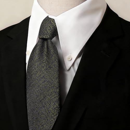 Image of Barry.Wang Skinny Ties for Men Cashmere Wool Blend Necktie with Tie Clip | Tie and Tie Clip Set, Cashmere Wool Blend, Textured Woven Stripe, 2.76 x 63 Inches, Extra Long Slim, Wedding Work Winter