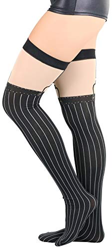 Image of ToBeInStyle Women's Full Footed Pantyhose with Thigh High Designs