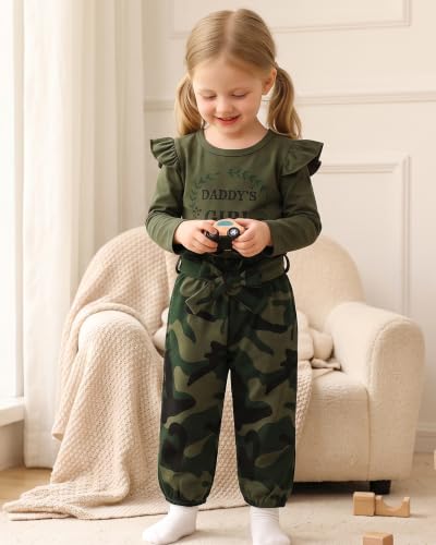 Image of Newborn Baby Girl Clothes Letter Print Long Sleeve Bodysuit Ruffle Floral Pants with Headband 3Pcs Infant Girl Outfits Set