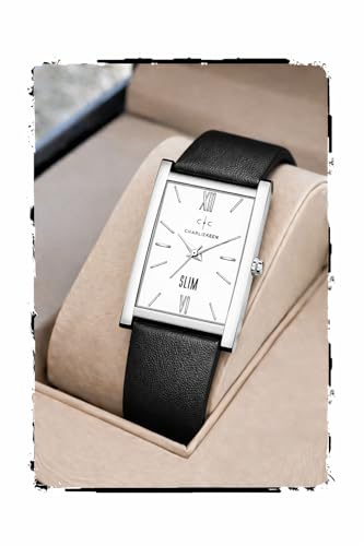 Image of CHARLIEKEEN Slim Analogue Watch, Black Dial, Leather Strap