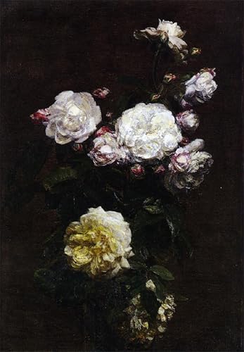 Tableau Roses Blanches Henri Fantin-Latour 60x90cm