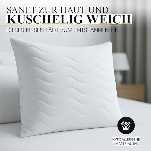 Gentle North Hochwertige Kopfkissen 80x80 cm groß in Hotelqualität - Flauschiges, gut gefülltes Schlafkissen für Allergiker geeignet (Ökotex 100 Zertifiziert) - 60° Waschbar