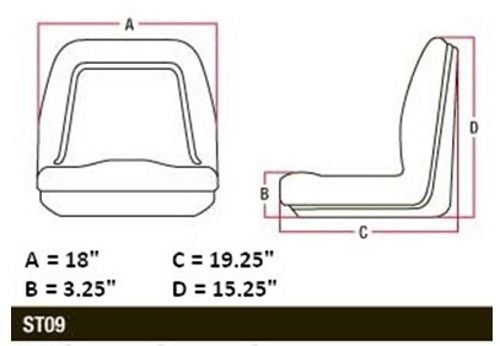 Vista 4 de Michigan 1 asiento amarillo para tractores de jardín John Deere Gator