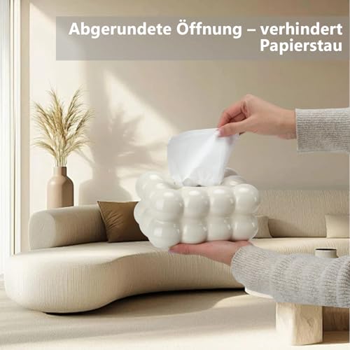 Tuchbox Tissue Box mit Blasenoptik, Moderne Dekorative Taschentuchbox Kosmetiktücher Tücherbox für Wohnzimmer, Badezimmer & Büro– Dekorative Taschentuch Box Taschentuchspende