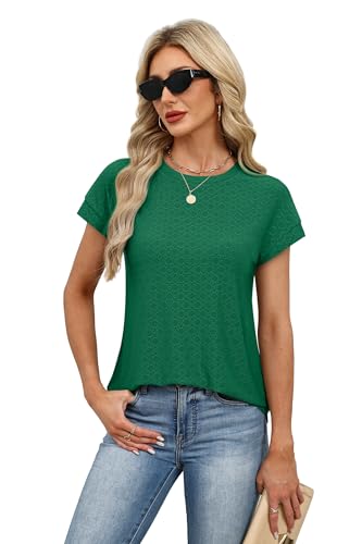 Image of Alaroo Womens Summer Tops Short Sleeve Shirts Crew Neck Tshirt Cute Trendy Tunic Blouses (S-3XL)