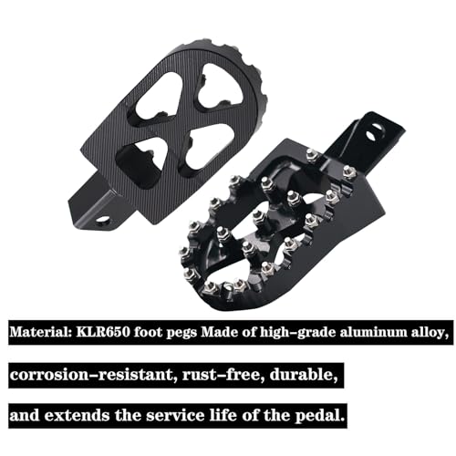 Image of Motorcycle Footpegs CNC for Kawasaki KLR650 1987-2025 Black | Motorcycle KLR650 Footpegs CNC Foot Pegs Footrest for Kawasaki KLR650 1987-2018, 2022-2025, Black, Aluminum, Rear