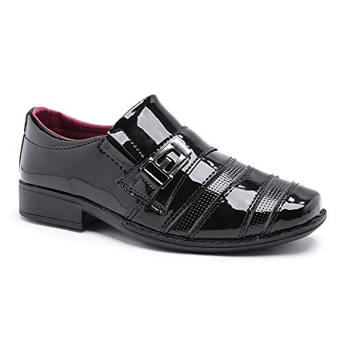 Sapato Social Infantil + Cinto em Couro Confortável (Preto, br_footwear_size_system, big_kid, numeri