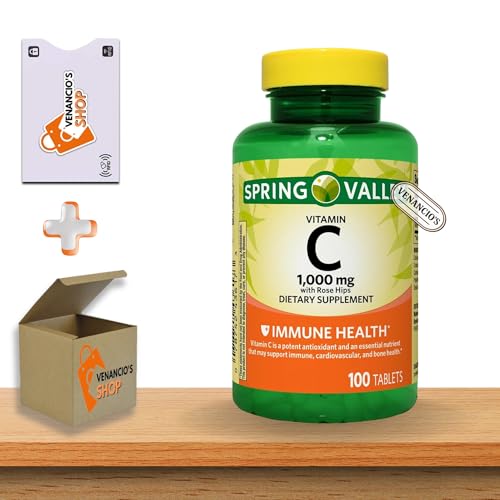 Spring Valley Vitamin C 1000mg with Rose HIPS Tablets Dietary Supplement, Antioxidant Protection, 100 Count (Pack of 1)