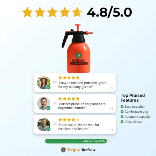 Image of TrustBasket Pressure Sprayer (2 Liter) - Orange | Pressure Spray Bottle for Plants | Gardening Water Pump Sprayer