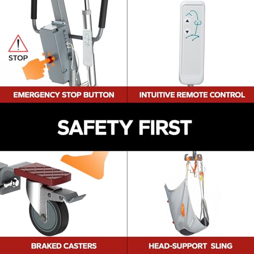 MediHoist 2IN1 Electric Patient Lift-440lbs Body Transfer Lift, Corded & Cordless for Home Medical Transfer, Commode Sling Included, 10FT Power Cord - Thumbnail 4