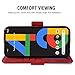 Asuwish Compatible with Google Pixel 4a 4G Wallet Case and Tempered Glass Screen Protector Leather Flip Cover Card Holder Stand Cell Accessories Phone Cases for Pixel4a Pixle a4 2020 Women Men Red