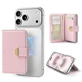 ESR Aura Clutch for MagSafe Wallet for Women, 5 Card Holder, RFID Blocking, MagSafe Sticker Included, Magnetic Wallet for iPhone 17e/17/16/15/14/13/12 Series (Not mini), Select Samsung Devices, Pink