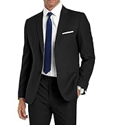 HANBANGWEI Men's Suit 2 Piece Slim Fit Suits for Men 2 Button Notched Lapel Solid Suit Jacket Pan...