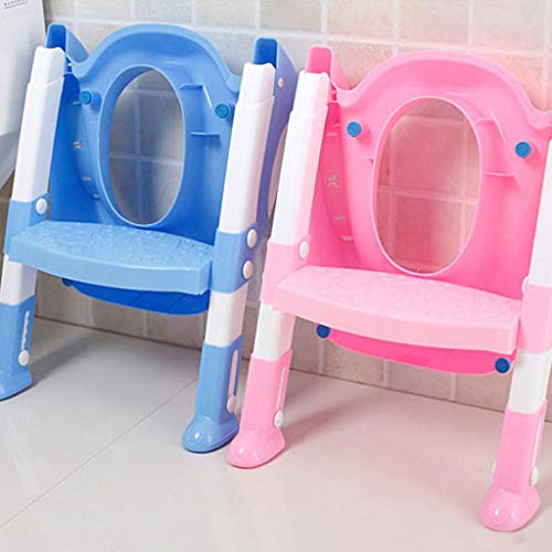 Training Toilet for Toddler Boys & Girls Seat Step Stool Ladder Adjustable Training Chair Baby Child Size Potty (Pink) - Thumbnail 3