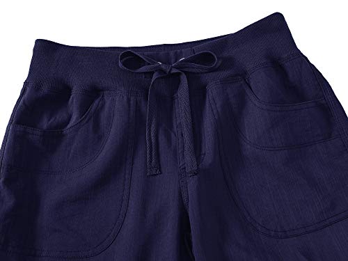 Mofiz Ladies Hiking Capris Outdoor Recreation Hiking Pants Lightweight Quick Dry Cargo Running Athletic Casual With Pockets Navy L #TOP4