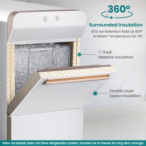 Gevi V2.0 Nugget Ice Maker Countertop 30lbs/24H, Pellet Ice Makers with Self-Cleaning & Energy-Efficient, Chewable Pebble Ice Machine for Home, White