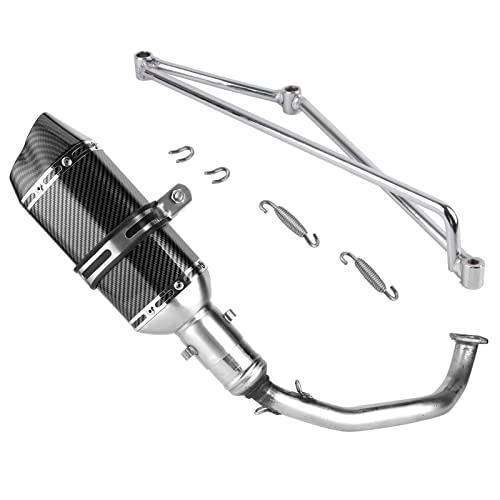 Escape completo Cryfokt de acero inoxidable con estilo de fibra de carbono para moto GY6 125