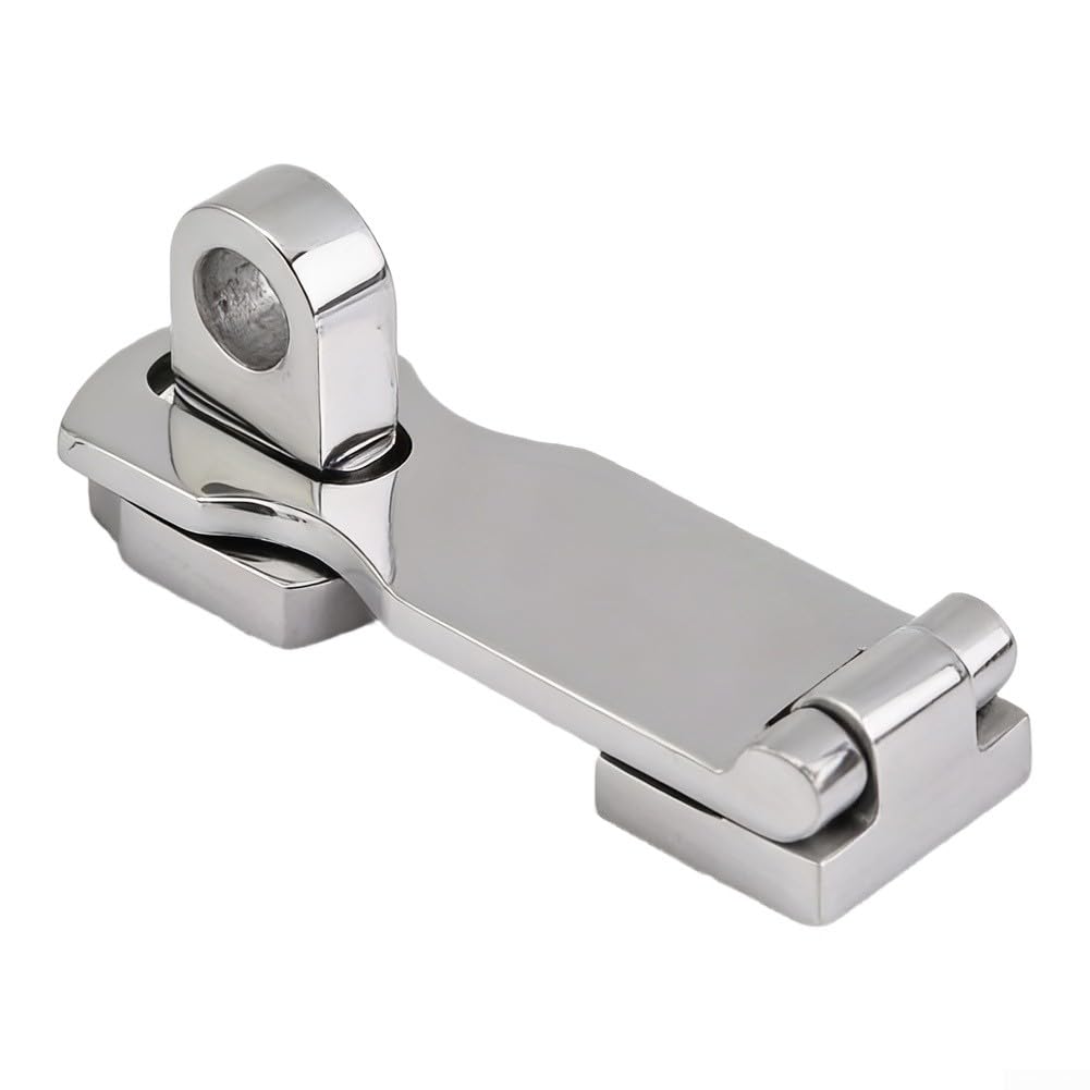 Marine Grade 316 Stainless Steel Swivel Safety Hasp Heavy Duty 3 Inch Padlock Eye Door Lock For Boats Yachts Cabinets Commercial Security Polished For SURFACE Easy Install Robust 4Mm Thickness