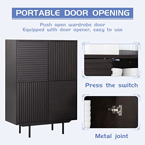 Lyuhome 54.6'' Modern Wood Storage Cabinet Sideboard Buffet Cabinet With Doors, Standing Side Cabinet For Dining Room/Bedroom/Living Room/Entryway (Brown #TOP4