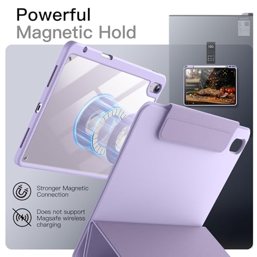 Image of JETech Magnetic Detachable Cover Case for iPad Air 11-Inch M4 /M3 /M2 (2026 /2025 /2024), iPad Air 5th /4th with Pencil Holder, Removable Rotating Cover, Portrait /Landscape Stand (Purple)