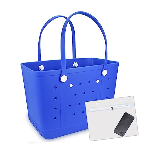 futaiphy X Large Rubber Beach Bag, Tote Bag with Holes for the Beach Sports, Deep Blue a, Beach Bag