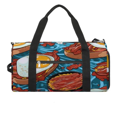 Bacon Eggs Gym Bag Travel Duffel Bag Sports Tote Bag Workout Bag Weekender Bag for Women Men