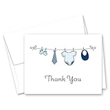 50 Cnt Hanging Baby Boy Cloth Baby Thank You Cards