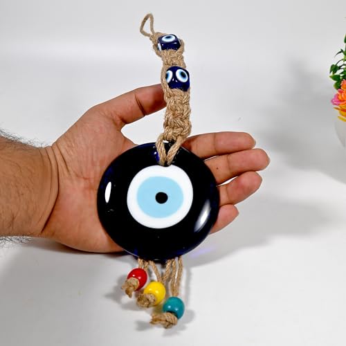 Image of Handmade Evil Eye Hanging with Beads for Home Shop Office for Gool Liuck and Prosperity (3BMR Blue)