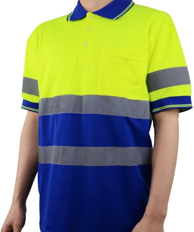 ZUJA Safety Hi Vis Polo Short Sleeve Shirts Men Construction Protective Workwear - Image 2